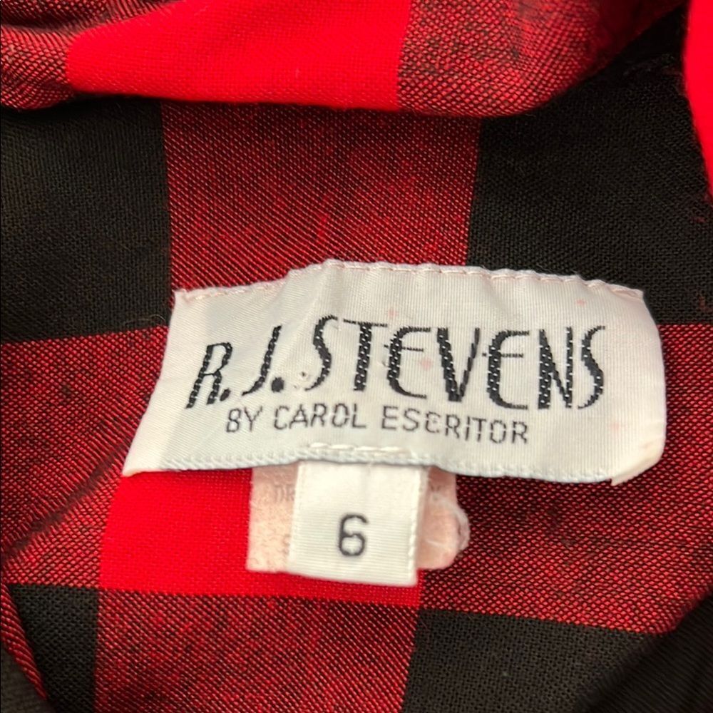 R.J. Steven by carol escritor vintage Plaid Red and Black Women's Dress - Picture 15 of 16